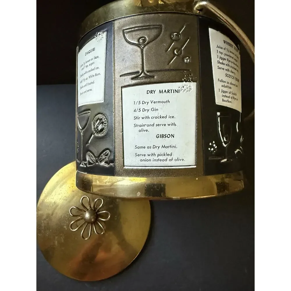 Vtg Ice Bucket Serve Master Ice Bucket Barware MCM Cocktail Drinks 1960s Brass